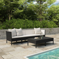 Thumbnail for 6-tlg. Garten-Lounge-Set mit Auflagen Poly Rattan Schwarz