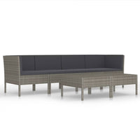 Thumbnail for 6-tlg. Garten-Lounge-Set mit Auflagen Poly Rattan Grau