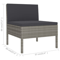 Thumbnail for 6-tlg. Garten-Lounge-Set mit Auflagen Poly Rattan Grau