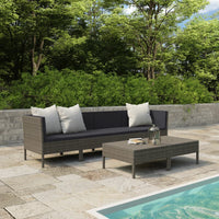 Thumbnail for 6-tlg. Garten-Lounge-Set mit Auflagen Poly Rattan Grau