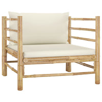 Thumbnail for Gartensofa mit Kissen Cremeweiß Bambus