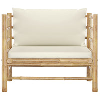 Thumbnail for Gartensofa mit Kissen Cremeweiß Bambus