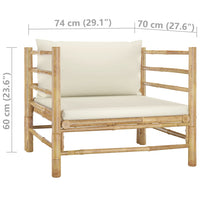 Thumbnail for Gartensofa mit Kissen Cremeweiß Bambus