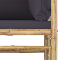 Thumbnail for 2-tlg. Garten-Lounge-Set mit Kissen Dunkelgrau Bambus