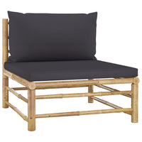 Thumbnail for 2-tlg. Garten-Lounge-Set mit Kissen Dunkelgrau Bambus