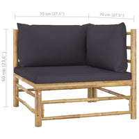 Thumbnail for 2-tlg. Garten-Lounge-Set mit Kissen Dunkelgrau Bambus