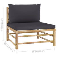Thumbnail for 2-tlg. Garten-Lounge-Set mit Kissen Dunkelgrau Bambus