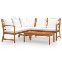 Thumbnail for 4-tlg. Garten-Lounge-Set mit Auflagen Creme Massivholz Akazie