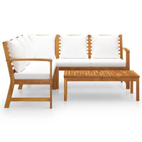 Thumbnail for 4-tlg. Garten-Lounge-Set mit Auflagen Creme Massivholz Akazie
