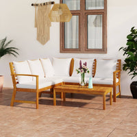 Thumbnail for 4-tlg. Garten-Lounge-Set mit Auflagen Creme Massivholz Akazie