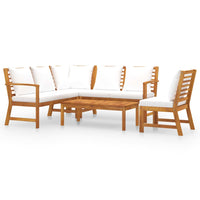 Thumbnail for 5-tlg. Garten-Lounge-Set mit Auflagen Creme Massivholz Akazie