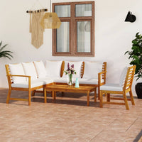 Thumbnail for 5-tlg. Garten-Lounge-Set mit Auflagen Creme Massivholz Akazie