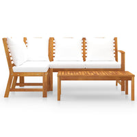 Thumbnail for 4-tlg. Garten-Lounge-Set mit Auflagen Creme Massivholz Akazie