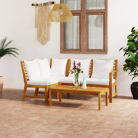 Thumbnail for 4-tlg. Garten-Lounge-Set mit Auflagen Creme Massivholz Akazie