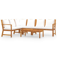 Thumbnail for 5-tlg. Garten-Lounge-Set mit Auflagen Creme Massivholz Akazie