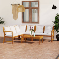Thumbnail for 5-tlg. Garten-Lounge-Set mit Auflagen Creme Massivholz Akazie