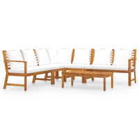 Thumbnail for 6-tlg. Garten-Lounge-Set mit Auflagen Creme Massivholz Akazie