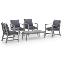 Thumbnail for 5-tlg. Garten-Lounge-Set mit Auflagen Massivholz Akazie Grau