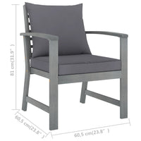 Thumbnail for 5-tlg. Garten-Lounge-Set mit Auflagen Massivholz Akazie Grau