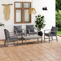 Thumbnail for 5-tlg. Garten-Lounge-Set mit Auflagen Massivholz Akazie Grau