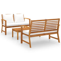 Thumbnail for 3-tlg. Garten-Lounge-Set mit Auflagen Massivholz Akazie
