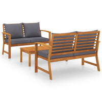 Thumbnail for 3-tlg. Garten-Lounge-Set mit Auflagen Massivholz Akazie