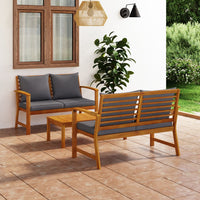 Thumbnail for 3-tlg. Garten-Lounge-Set mit Auflagen Massivholz Akazie