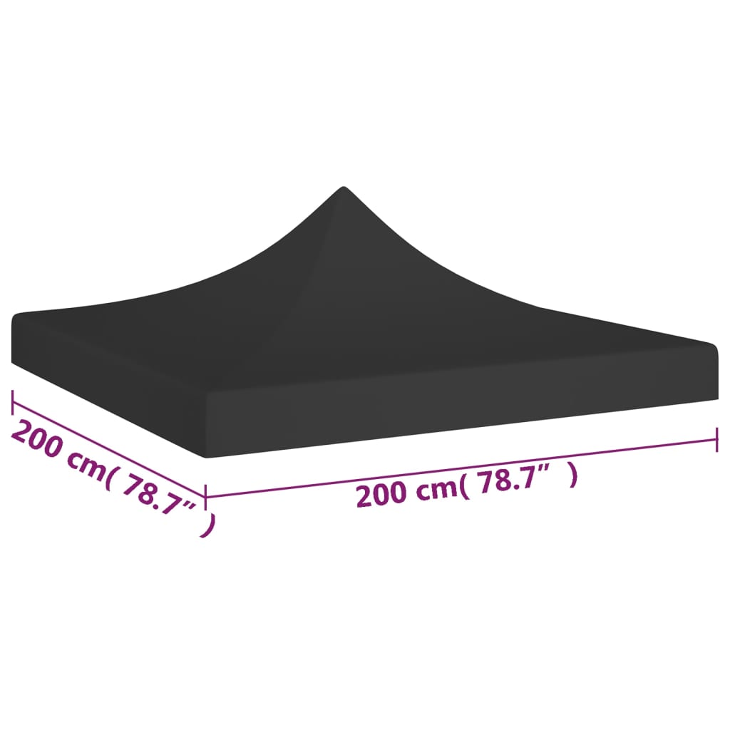 Partyzelt-Dach 2x2 m Schwarz 270 g/m²
