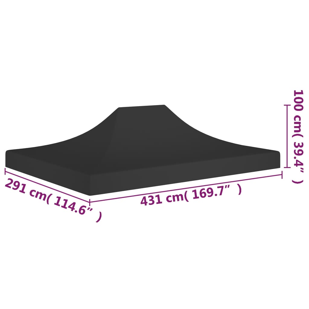 Partyzelt-Dach 4,5x3 m Schwarz 270 g/m²