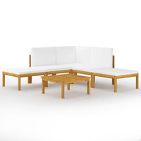 Thumbnail for 6-tlg. Garten-Lounge-Set mit Kissen Creme Massivholz Akazie