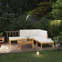 Thumbnail for 6-tlg. Garten-Lounge-Set mit Kissen Creme Massivholz Akazie