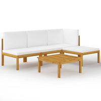 Thumbnail for 5-tlg. Garten-Lounge-Set mit Kissen Cremeweiß Massivholz Akazie