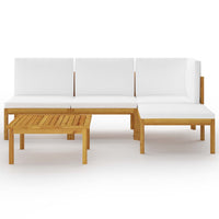 Thumbnail for 5-tlg. Garten-Lounge-Set mit Kissen Cremeweiß Massivholz Akazie