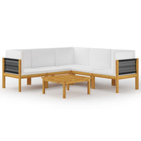 Thumbnail for 6-tlg. Garten-Lounge-Set mit Kissen Cremeweiß Massivholz Akazie