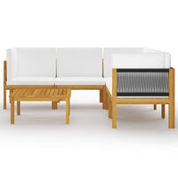 Thumbnail for 6-tlg. Garten-Lounge-Set mit Kissen Cremeweiß Massivholz Akazie