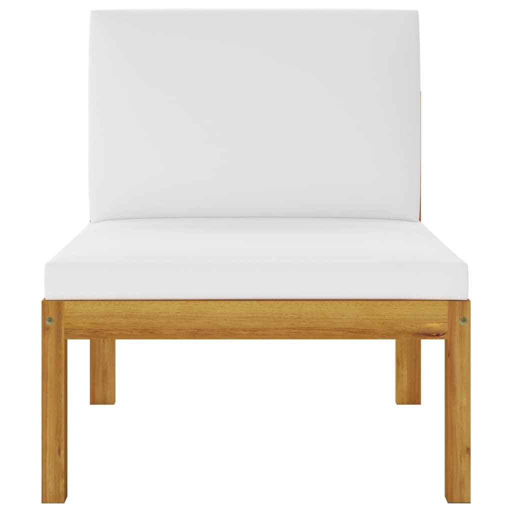 10-tlg. Garten-Lounge-Set mit Kissen Cremeweiß Massivholz Akazie