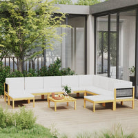 Thumbnail for 11-tlg. Garten-Lounge-Set mit Kissen Cremeweiß Massivholz Akazie