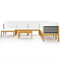 Thumbnail for 9-tlg. Garten-Lounge-Set mit Kissen Cremeweiß Massivholz Akazie