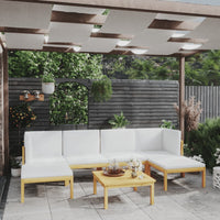 Thumbnail for 7-tlg. Garten-Lounge-Set mit Kissen Cremeweiß Massivholz Akazie