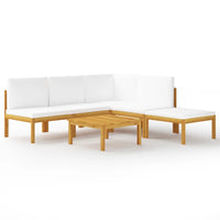 Thumbnail for 6-tlg. Garten-Lounge-Set mit Kissen Cremeweiß Massivholz Akazie