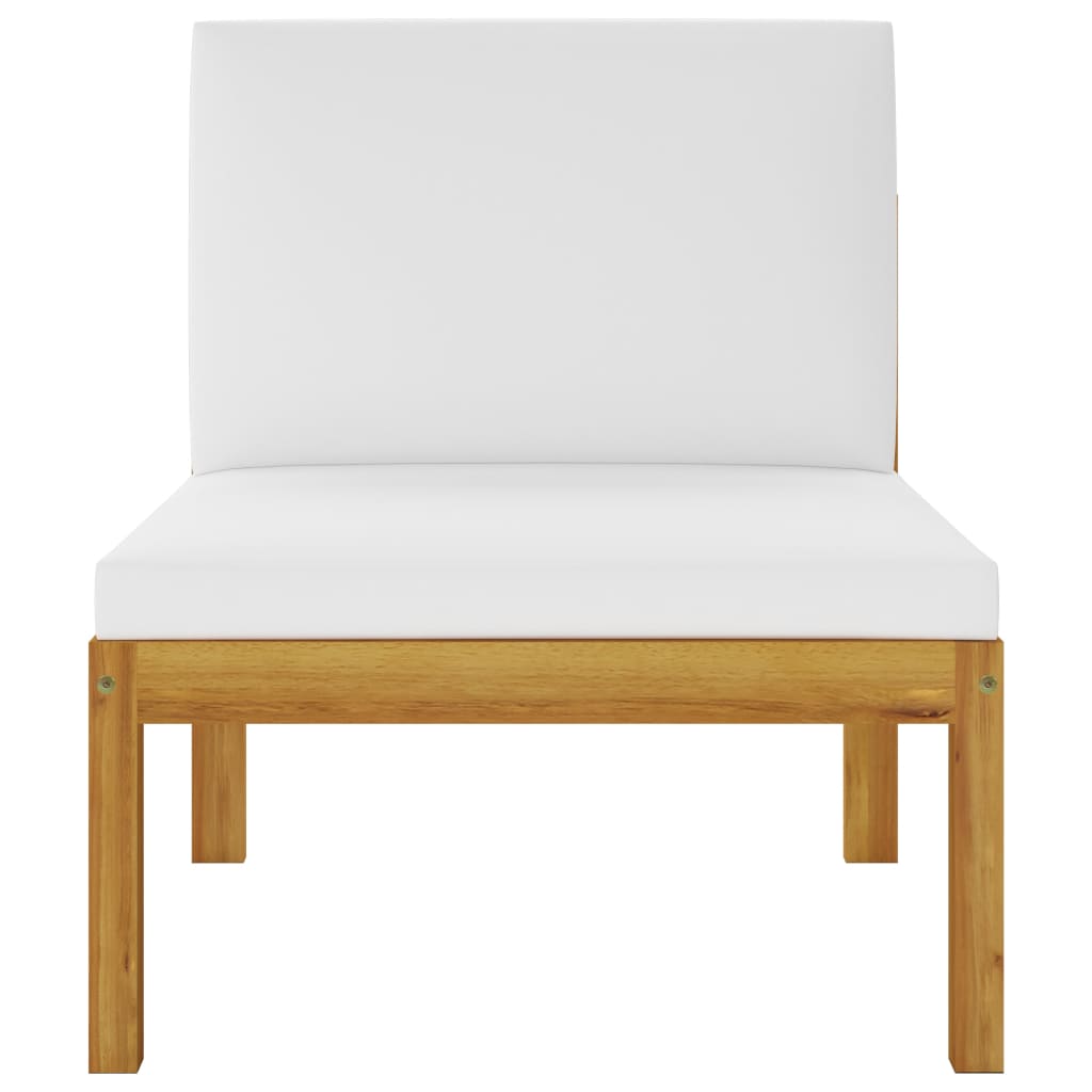 6-tlg. Garten-Lounge-Set mit Kissen Cremeweiß Massivholz Akazie