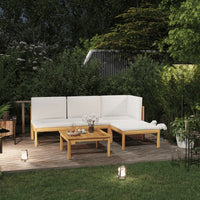 Thumbnail for 6-tlg. Garten-Lounge-Set mit Kissen Cremeweiß Massivholz Akazie