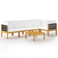 Thumbnail for 6-tlg. Garten-Lounge-Set mit Kissen Cremeweiß Massivholz Akazie