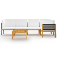 Thumbnail for 6-tlg. Garten-Lounge-Set mit Kissen Cremeweiß Massivholz Akazie