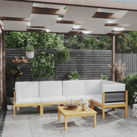 Thumbnail for 6-tlg. Garten-Lounge-Set mit Kissen Cremeweiß Massivholz Akazie