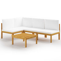 Thumbnail for 5-tlg. Garten-Lounge-Set mit Kissen Cremeweiß Massivholz Akazie