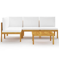 Thumbnail for 5-tlg. Garten-Lounge-Set mit Kissen Cremeweiß Massivholz Akazie