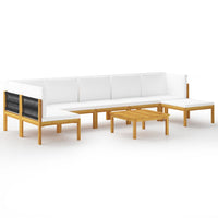 Thumbnail for 8-tlg. Garten-Lounge-Set mit Kissen Cremeweiß Massivholz Akazie