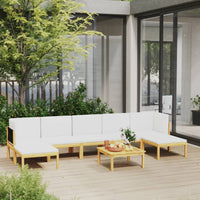 Thumbnail for 8-tlg. Garten-Lounge-Set mit Kissen Cremeweiß Massivholz Akazie