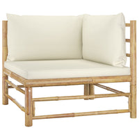 Thumbnail for 2-tlg. Garten-Lounge-Set mit Cremeweißen Kissen Bambus